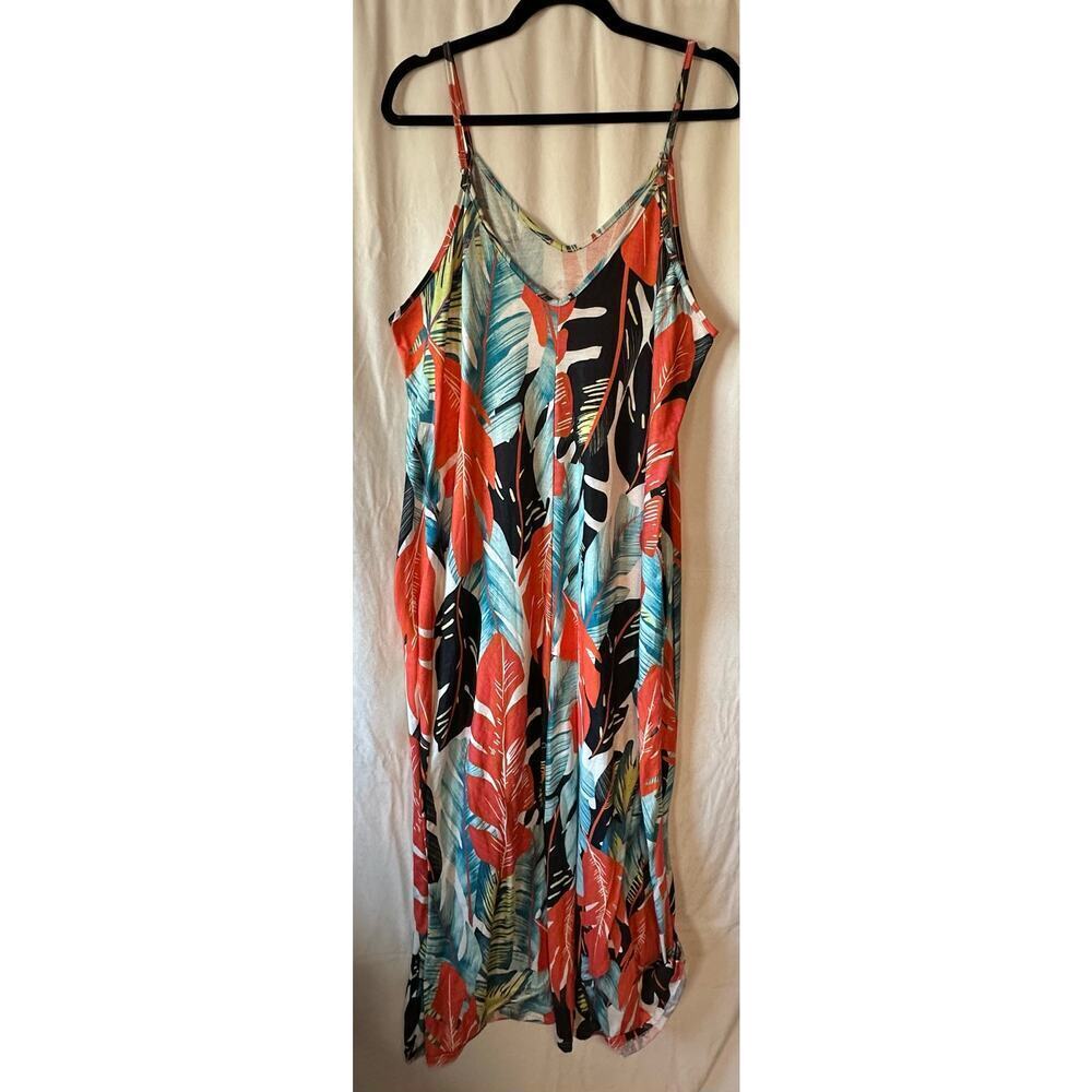 OURS Women's Summer Casual Floral Hawaiian Print Long Stretchy Size XXL